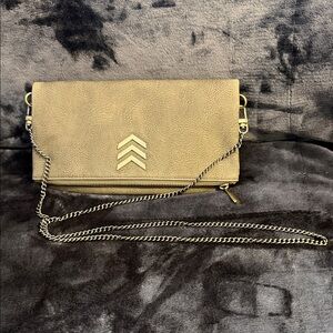 Express Gold Metallic Chevron Crossbody Wallet